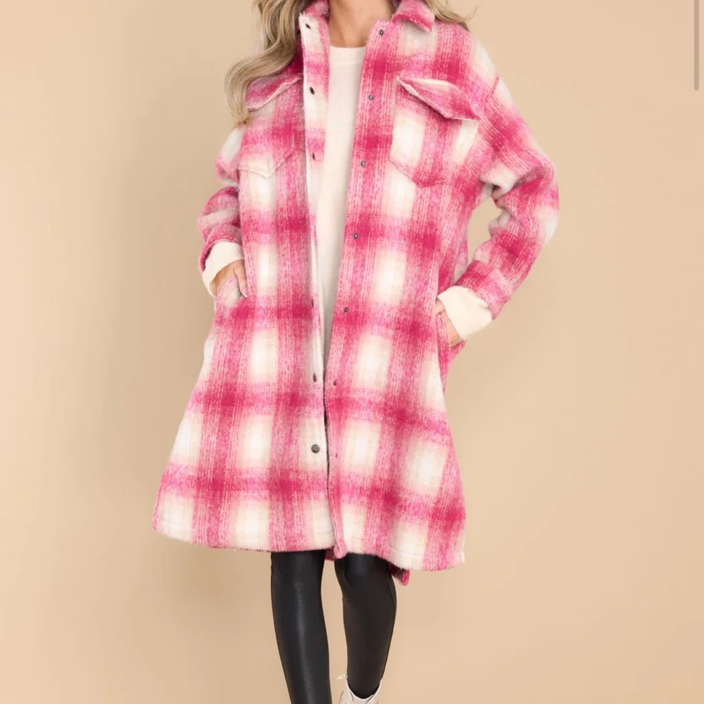 NWT Red Dress Boutique Pink Plaid Coat
